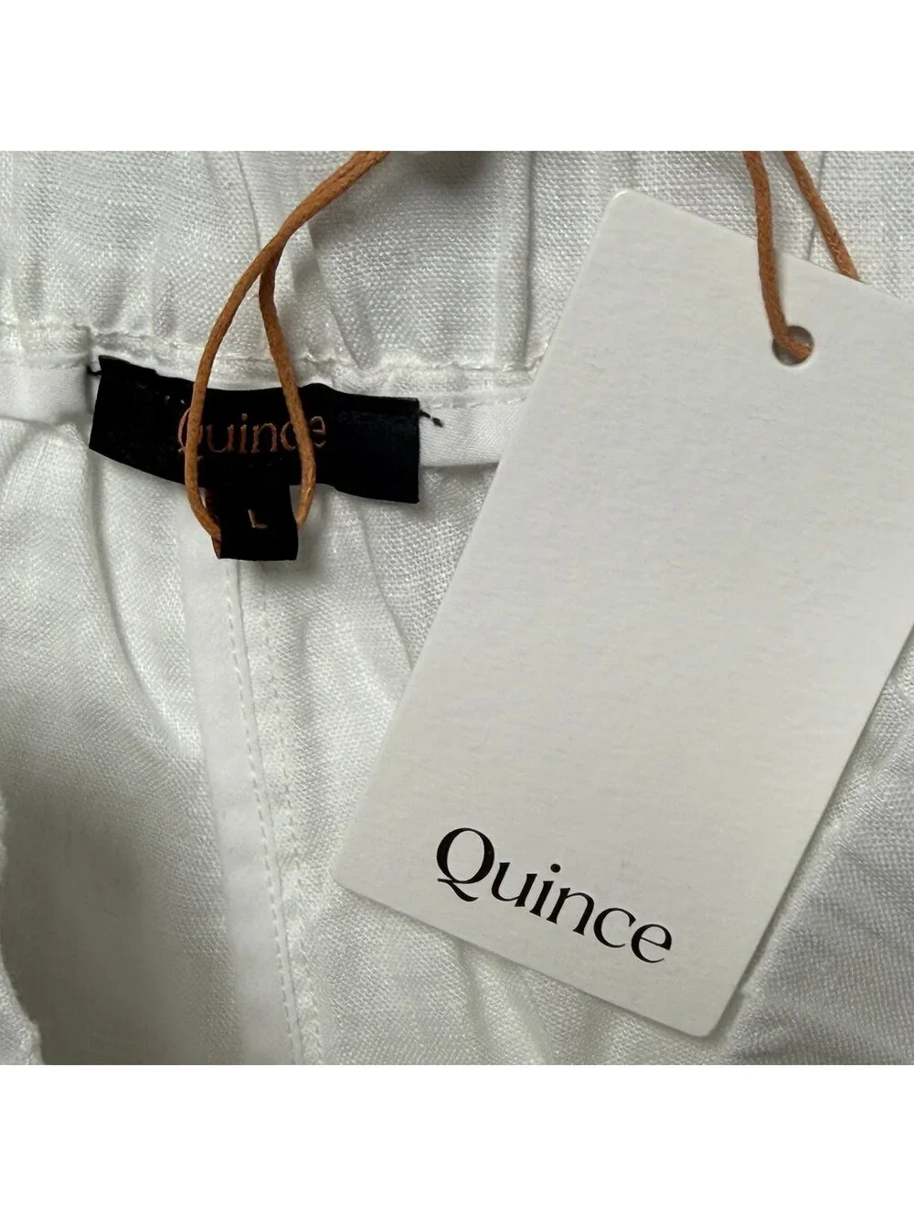 Quince 100% European Linen Tapered Ankle Pants White Size Large NWT